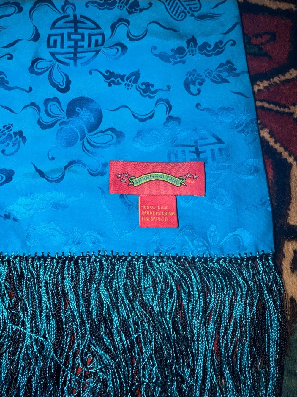 Shanghai Tang 100% Silk luxurious reversible scarf